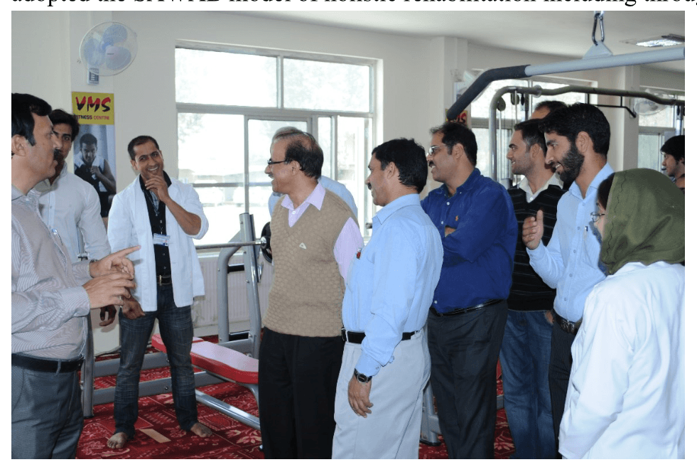 Clinical and rehabilitation colleagues gathered at the Voluntary Medicare Society rehabilitation centre